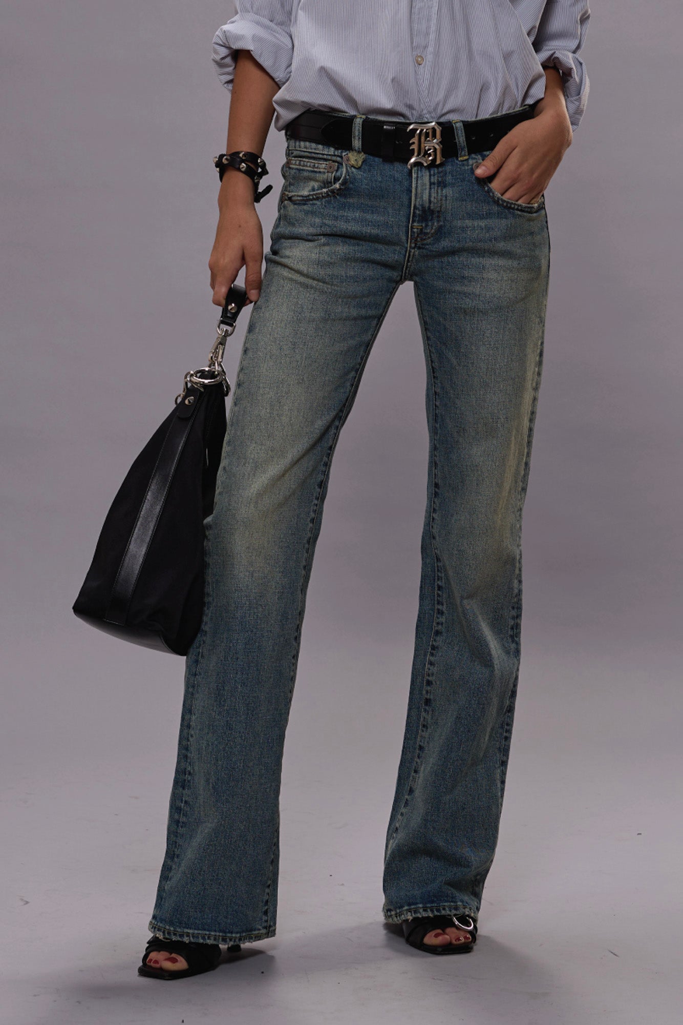 R13 Boy Flare - Merton Blue Stretch