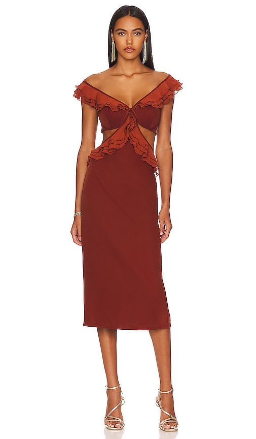 Andrea Iyamah KLEID LENI in Burgundy. Größe XS. Also in