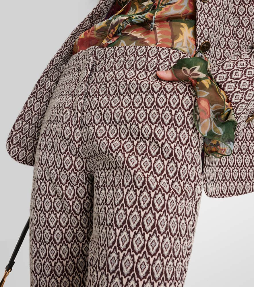 Printed cotton-blend cropped pants