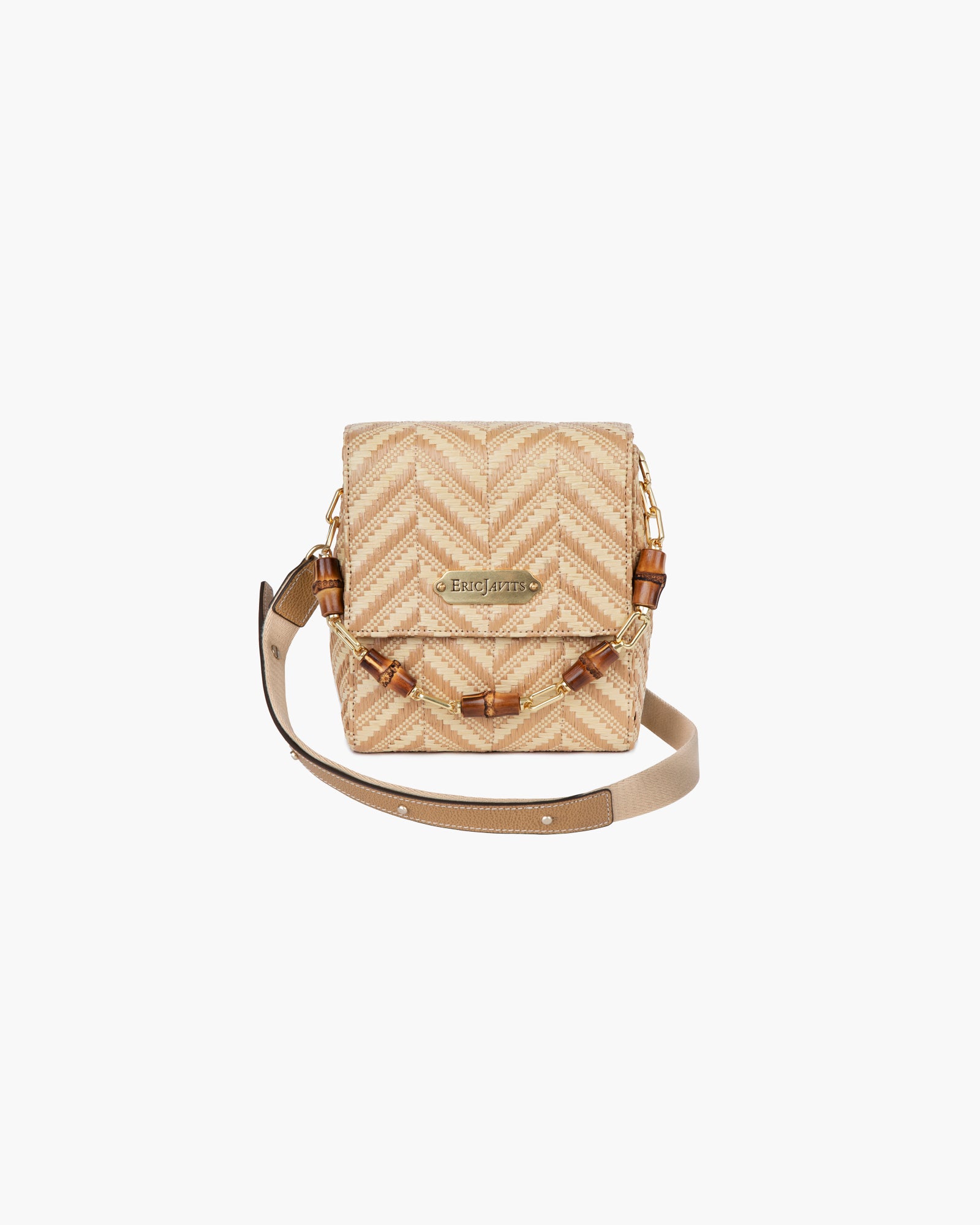 Portofino Raffia Straw Flap Pouch with Leather Trim for Women