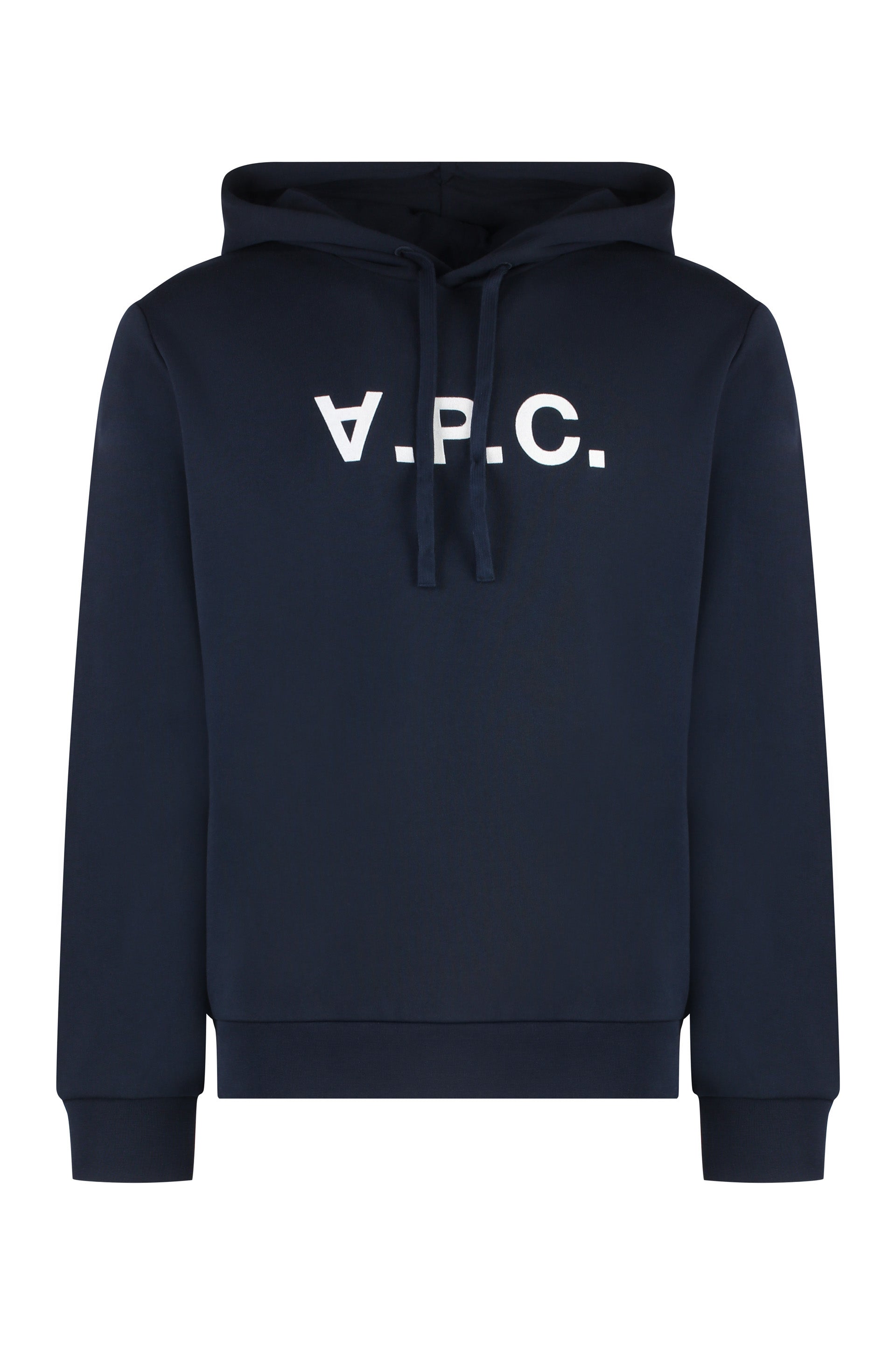 A. p.c. Velvet-Effect Print Cotton Hoodie with Ribbed Cuffs and Hem