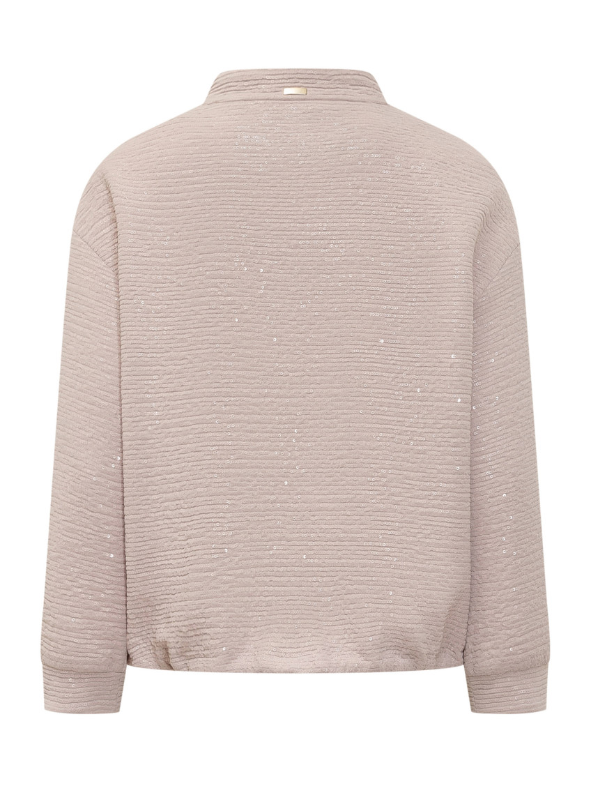 Herno - short sequin jacket crewneck high collar