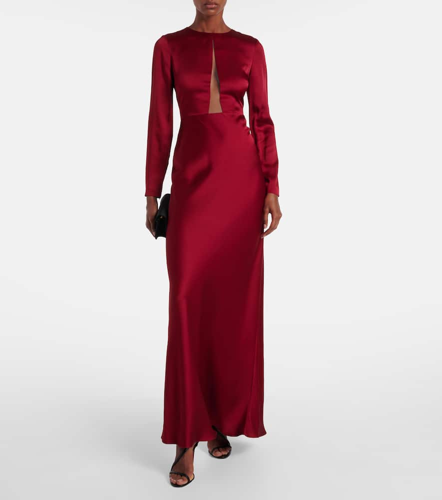 Bird satin maxi dress