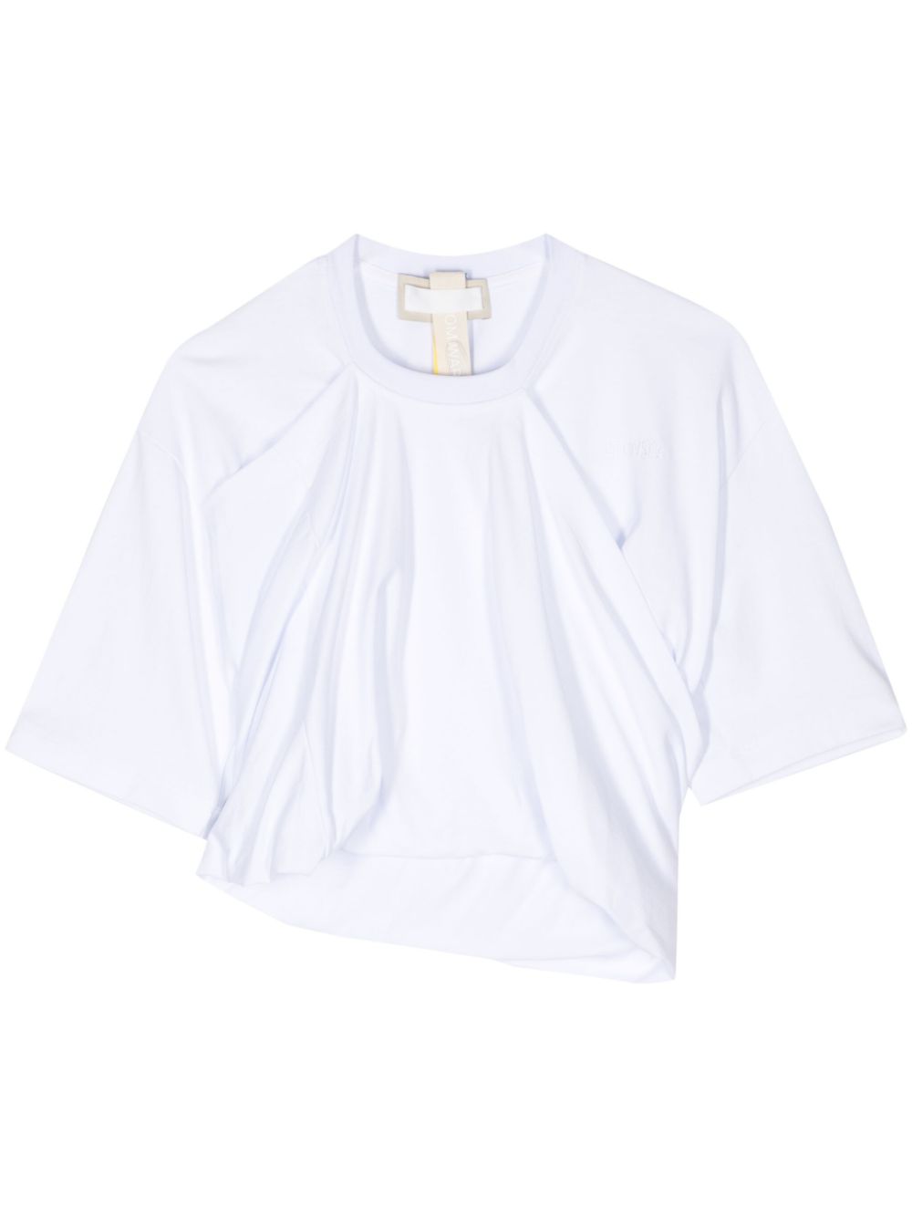 Graceful draped cotton T-shirt - White