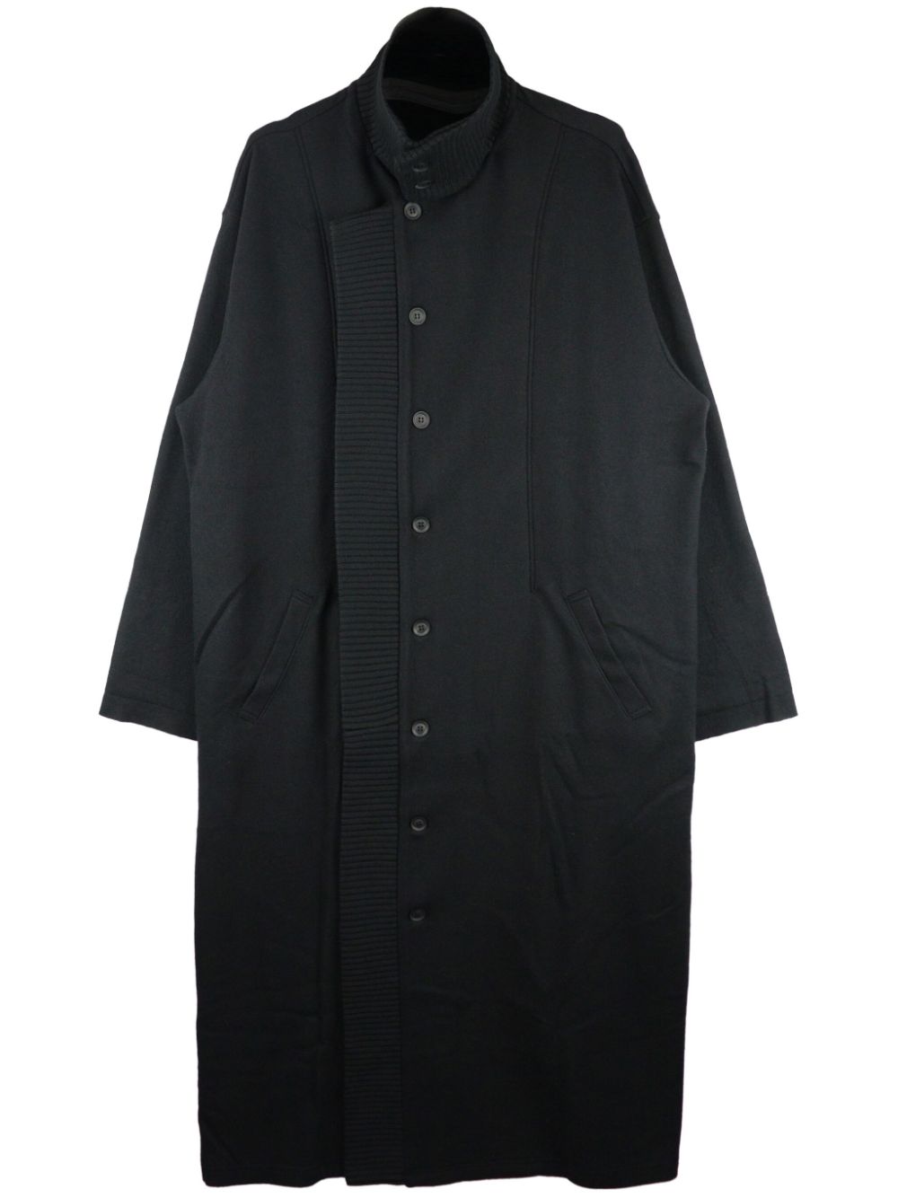Layered wool-blend coat - Black