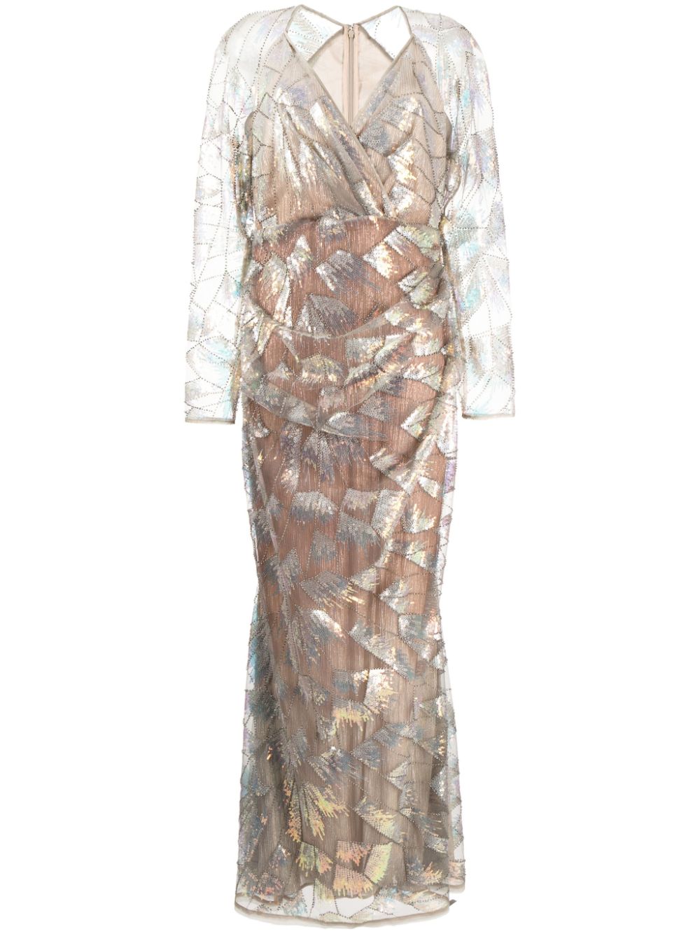 V-neck floor-length dress - Silver