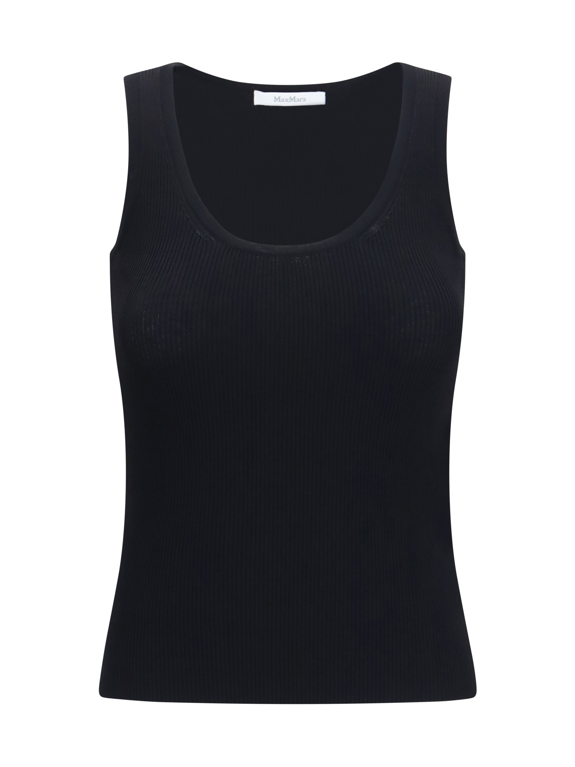 Ribbed Jersey Tank Top — Black