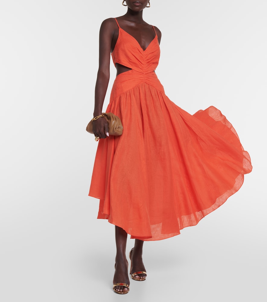 Raie cutout linen midi dress