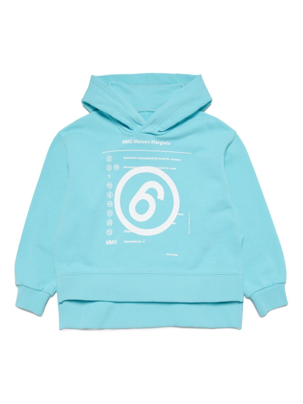 Numbers-print cotton hoodie - Blue