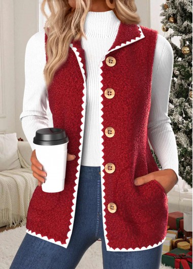 Modlily White Button Sleeveless Stand Collar Waistcoat