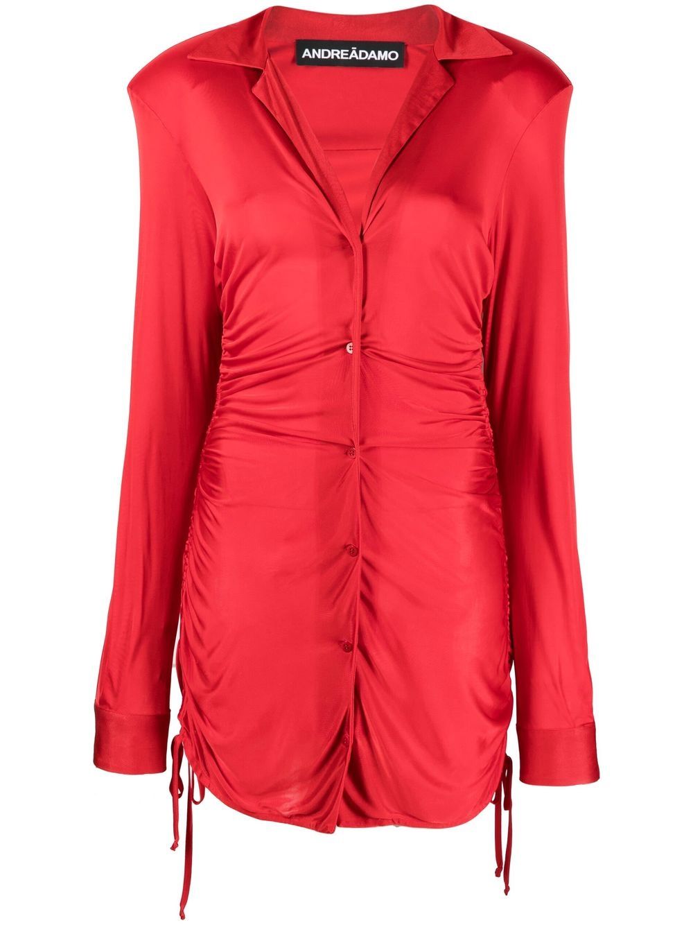 V-neck ruched dress - Red