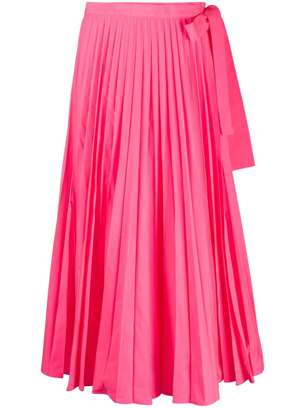 Pleated Waist-Tie Skirt — Pink