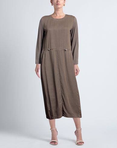 Woman Midi dress Khaki Size M Lyocell, Elastane, Cotton