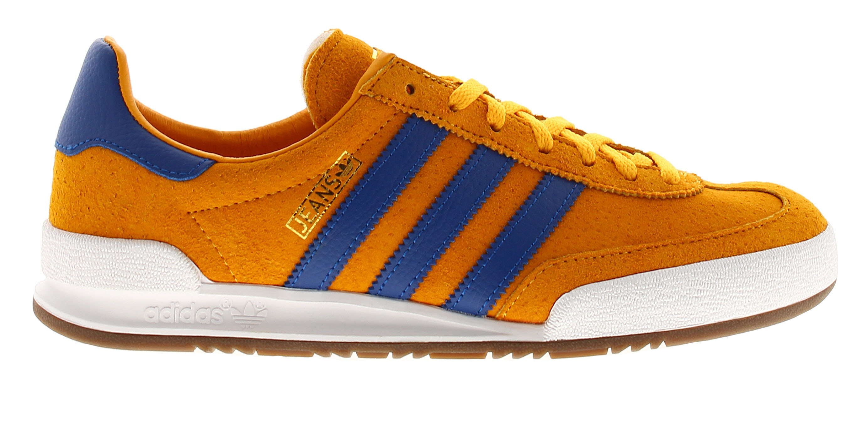 ADIDAS Originals Mens Trainers Jeans Leather Lace Up gold royal blue - Yellow