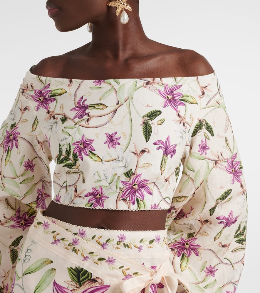 Duria floral linen crop top