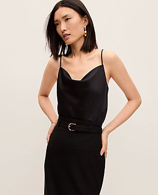 Ann Taylor Satin Cowl Neck Tank Top