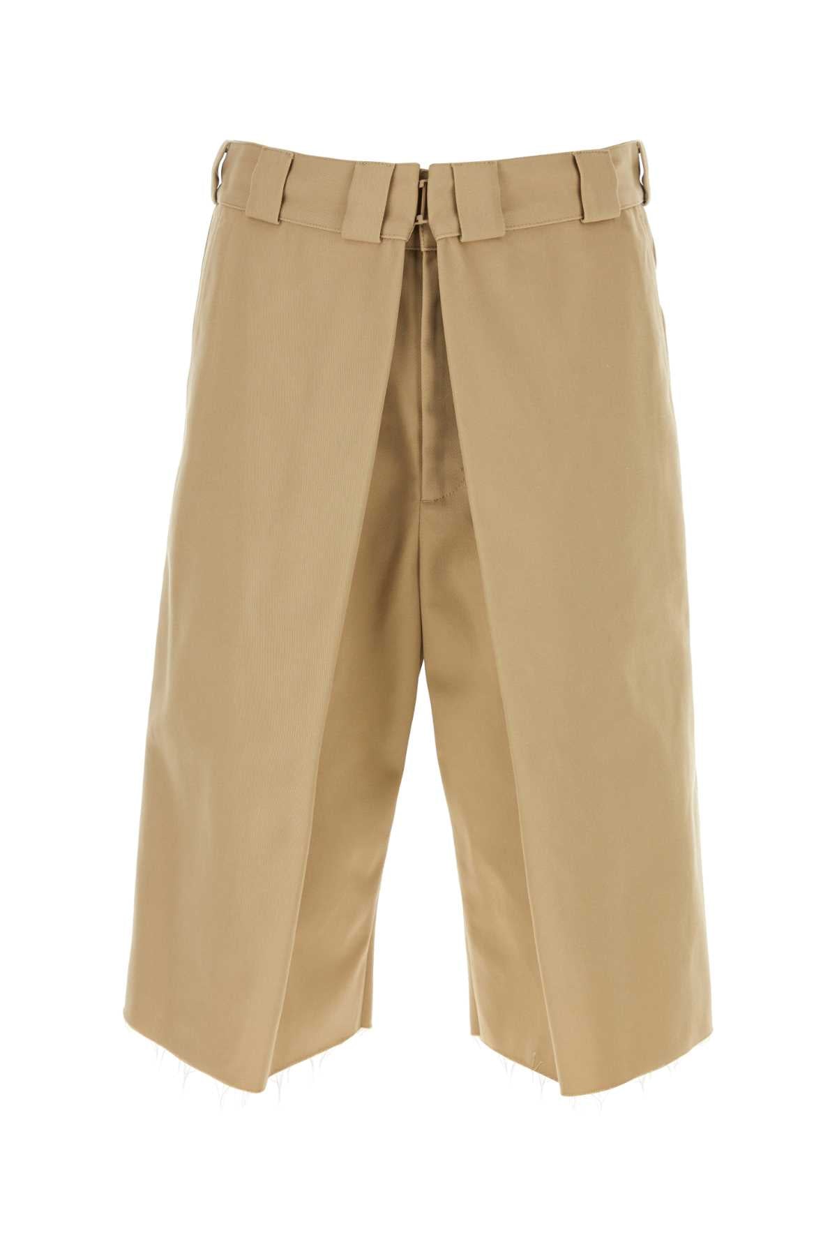 Polyester Blend Bermuda Shorts — Beige