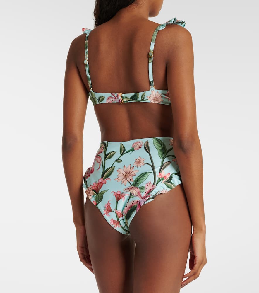 Kiwi floral ruffled bikini top