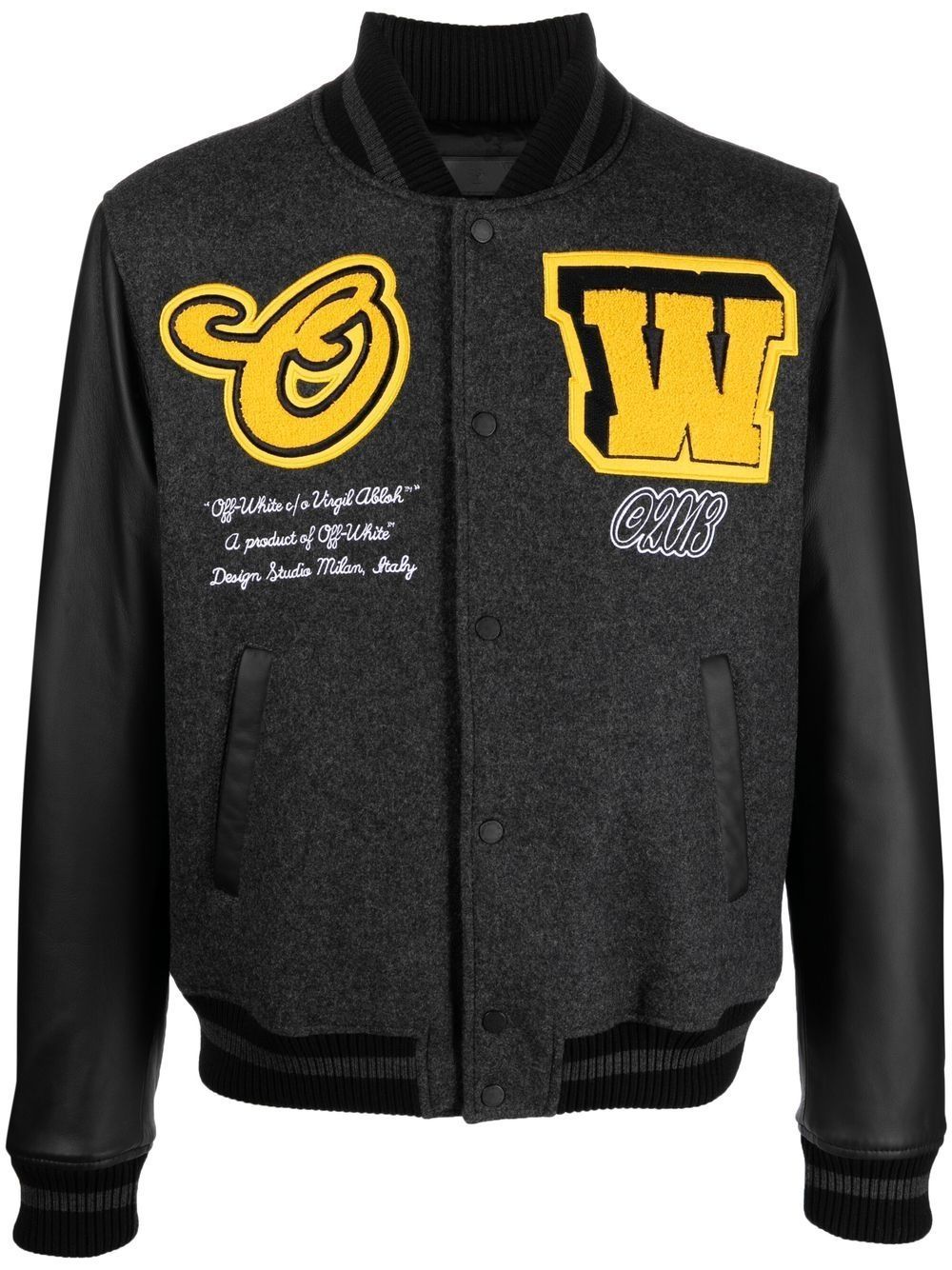 Logo-patch varsity bomber jacket - Black