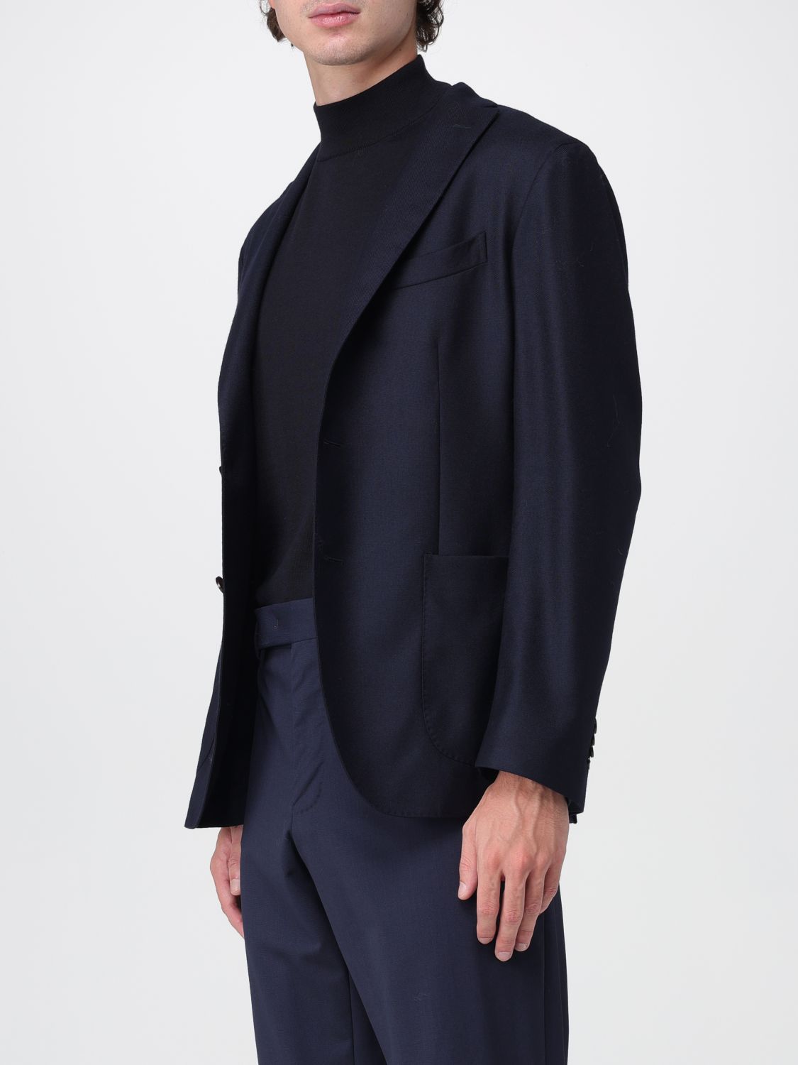 Single-breasted virgin wool blazer - Blue