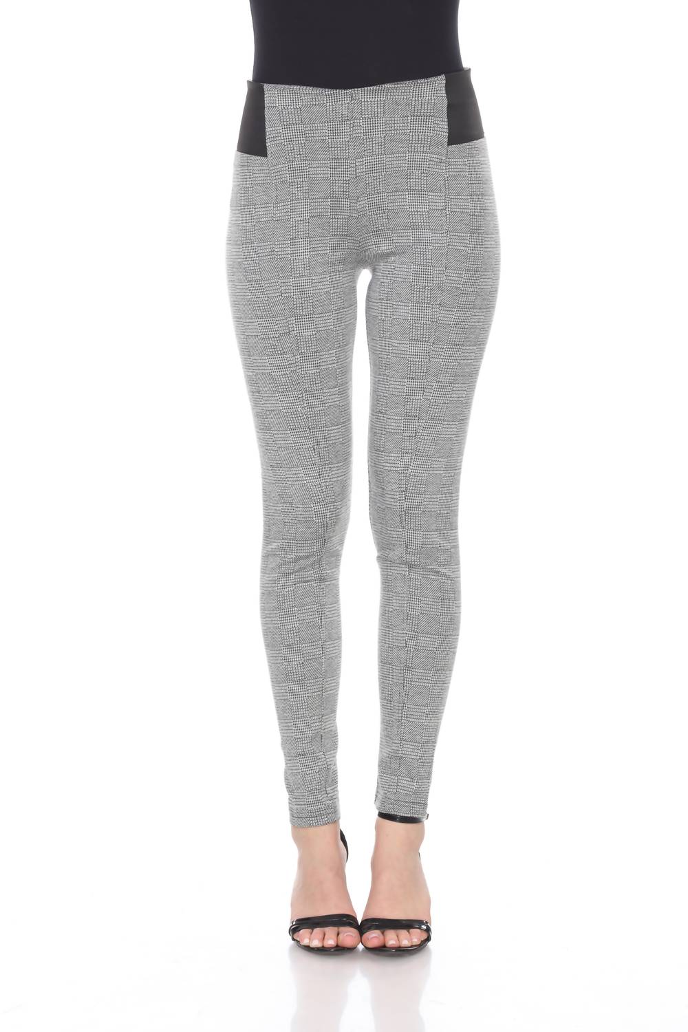 Women's Jacquard Slim Pants In Grey Square