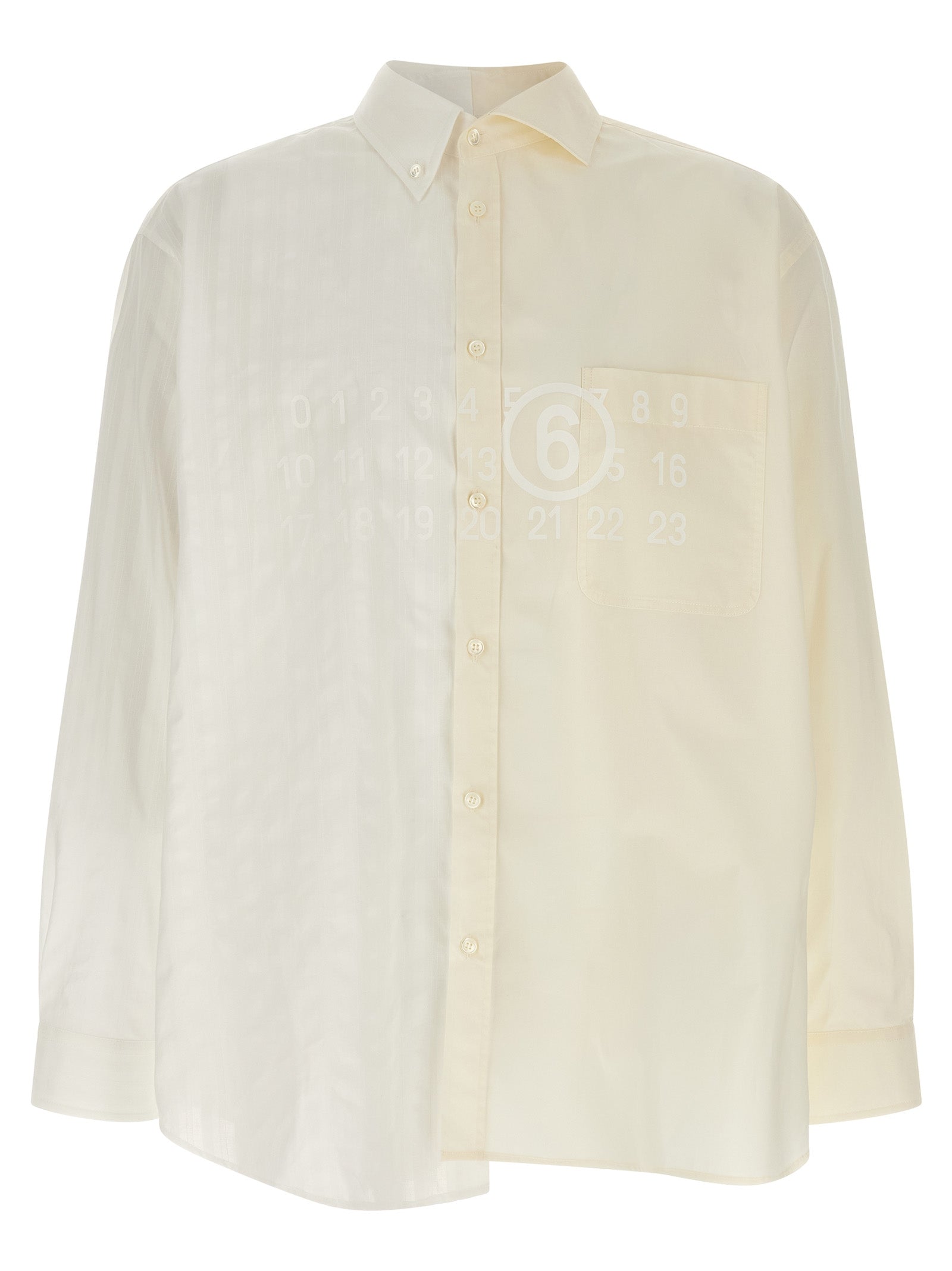 Panelled Cotton Shirt — Beige