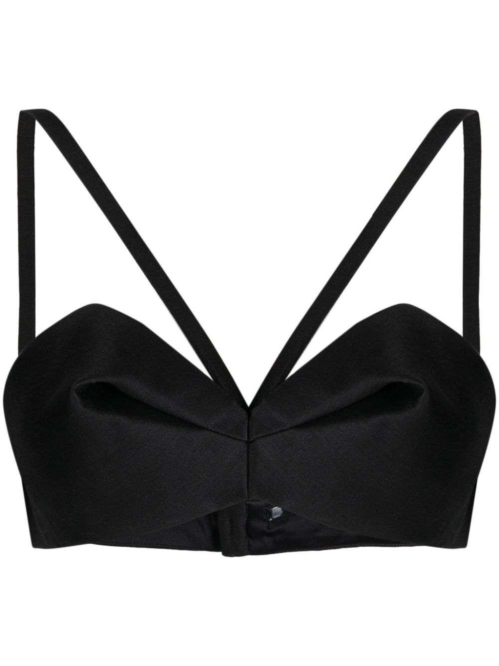 Gathered bustier crop top - Black