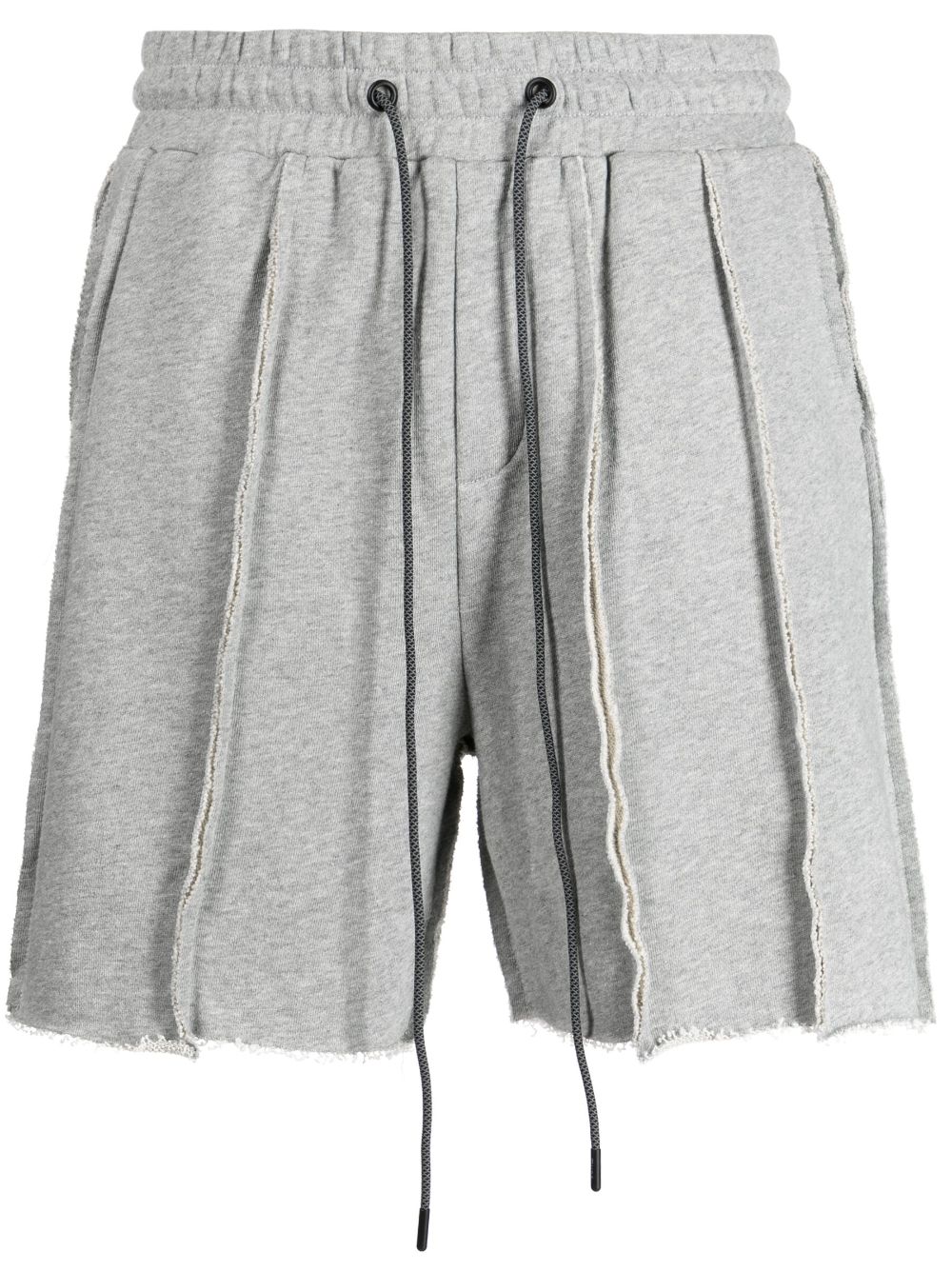 Exposed-seam cotton track shorts - Grey