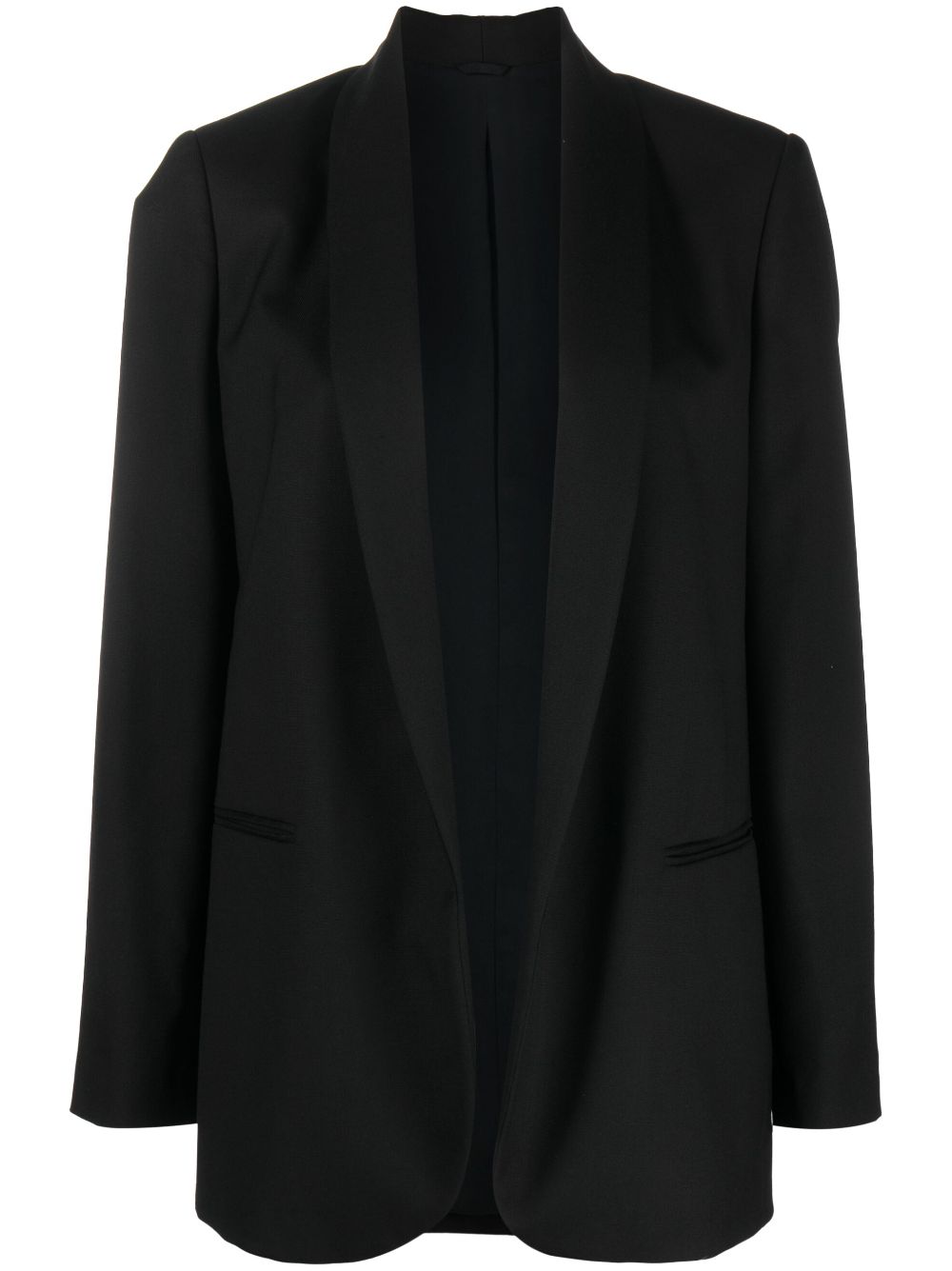 Shawl lapels open-front blazer - Black