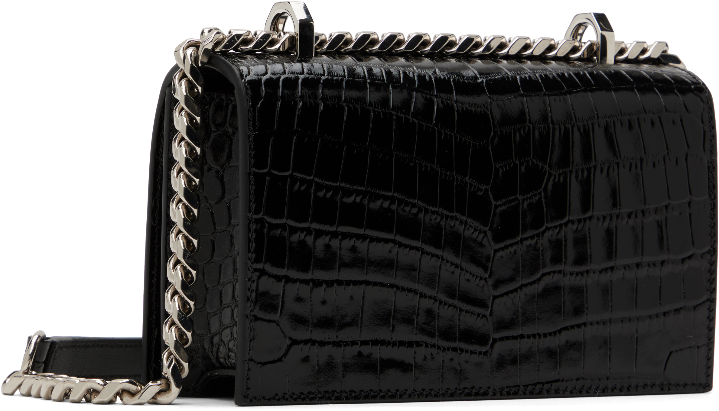 McQueen Black Mini Jewelled Satchel