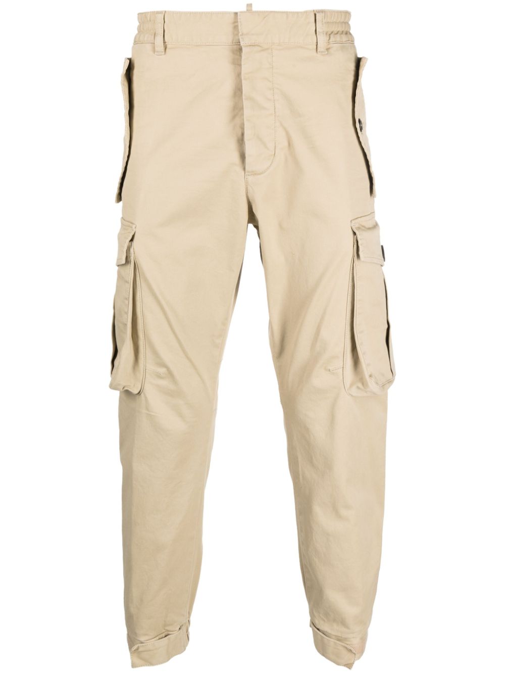 Straight-leg cotton cargo trousers - Neutrals