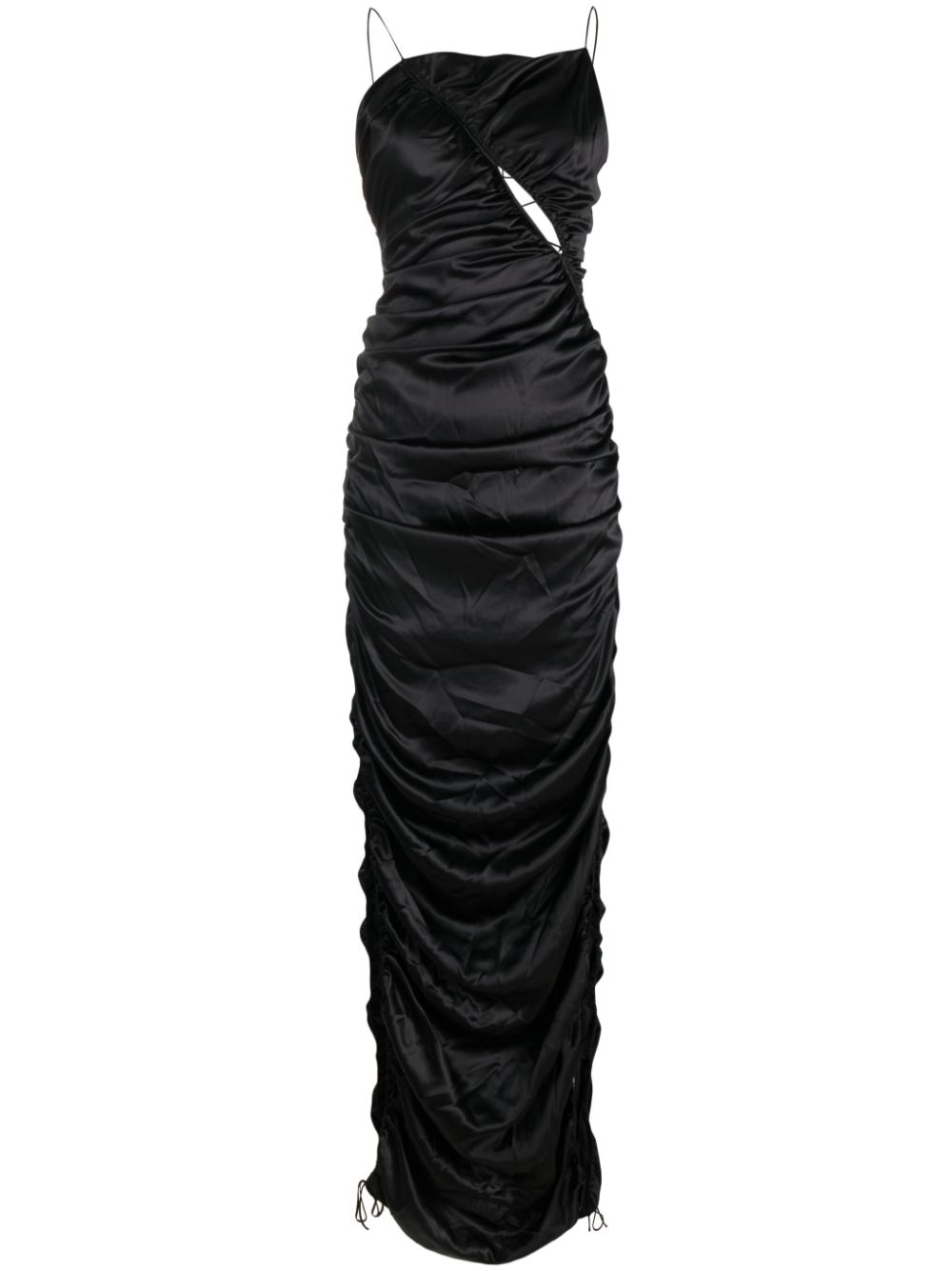 Draped silk maxi dress - Black