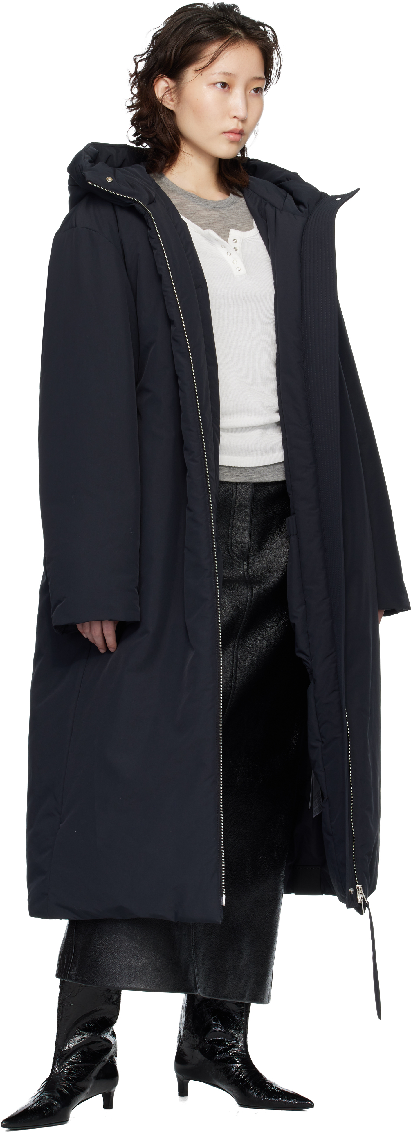 Black Relaxed Fit Long Down Coat
