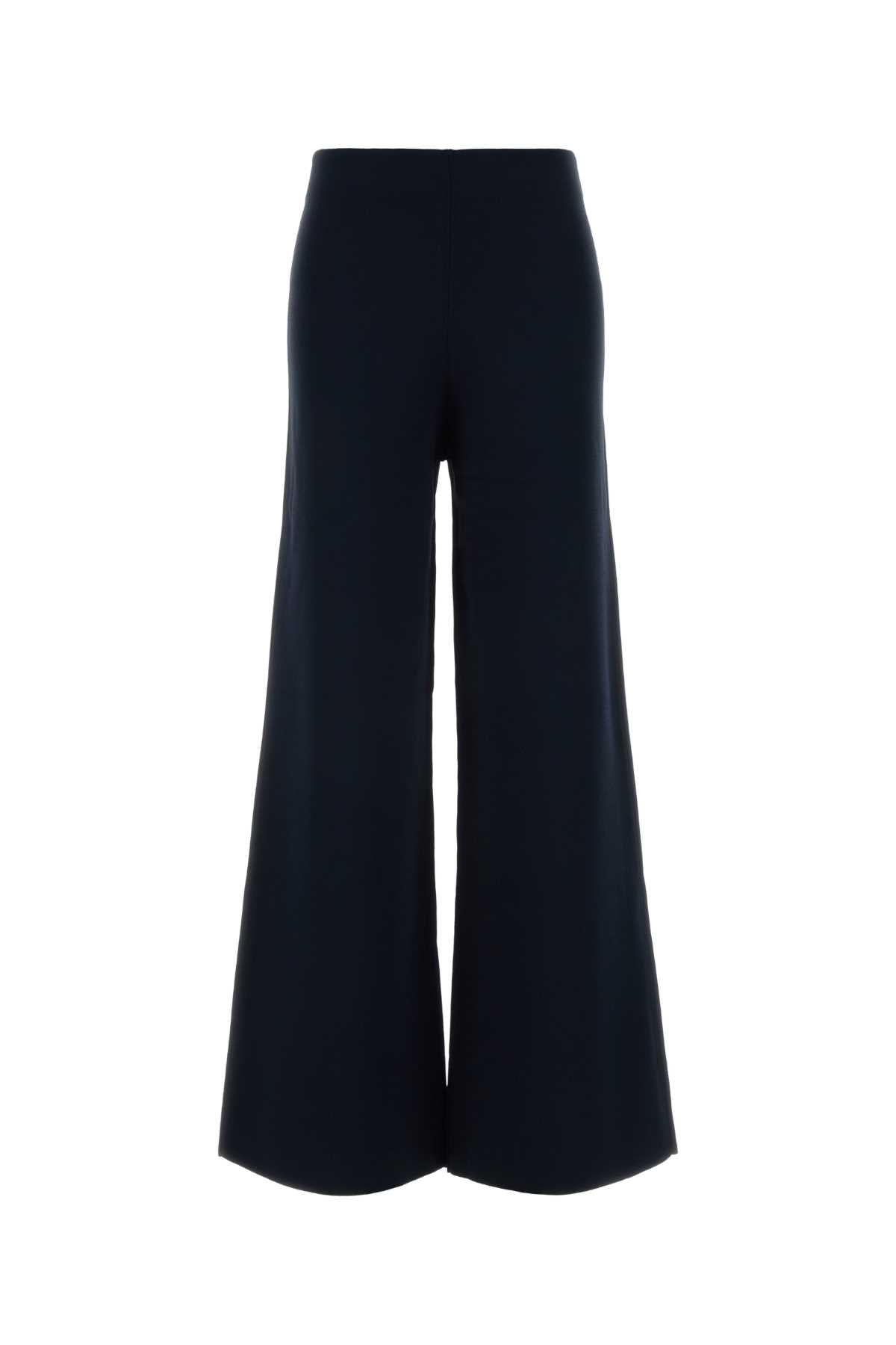 Wide-Leg Viscose Nylon Trousers — Navy