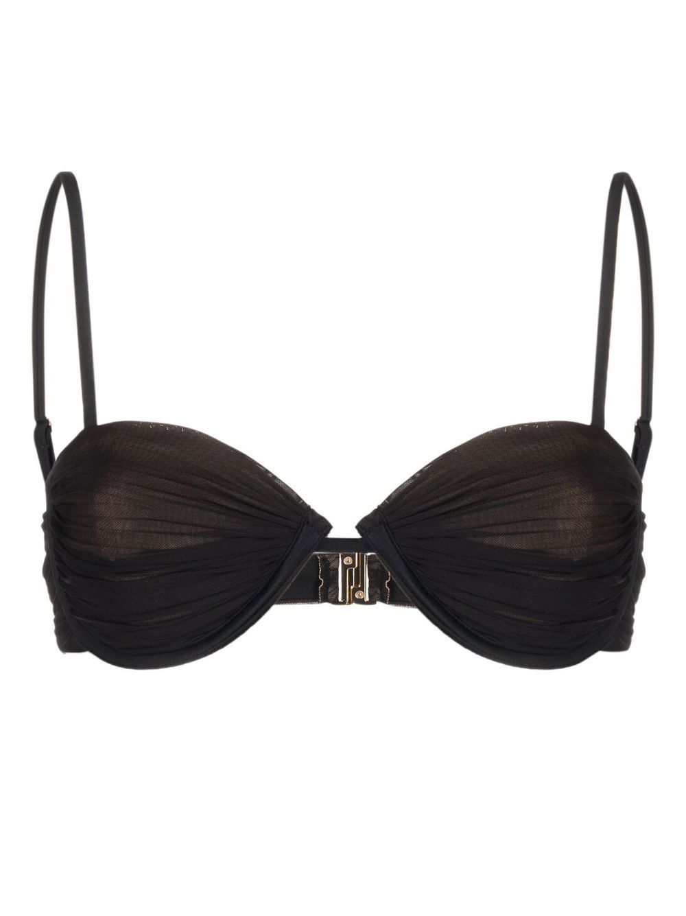 Mesh underwired bikini top - Brown