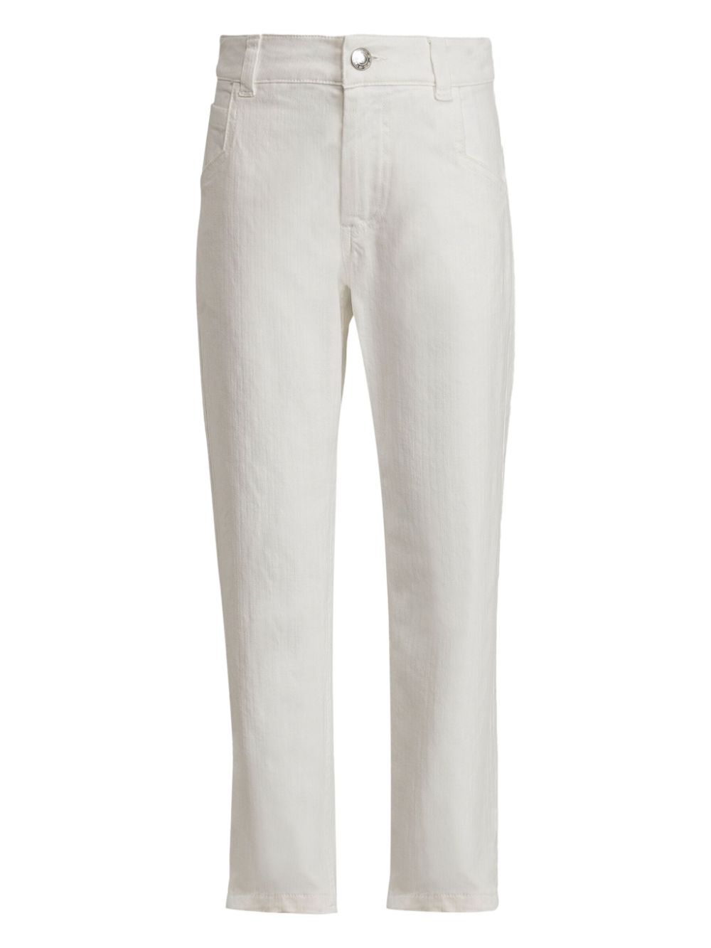 Logo-embroidered slim-fit jeans - White