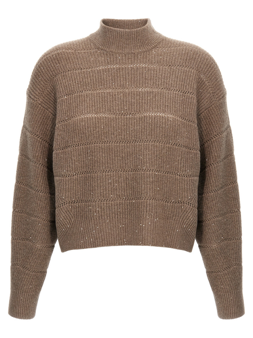 Brunello Cucinelli - Rustic Dazzling Net Sweaters And Cardigans Brown