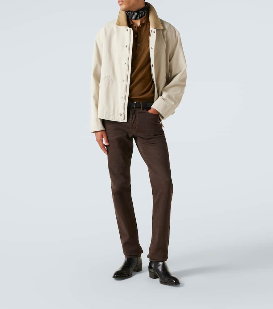 Suede-trimmed cotton canvas jacket