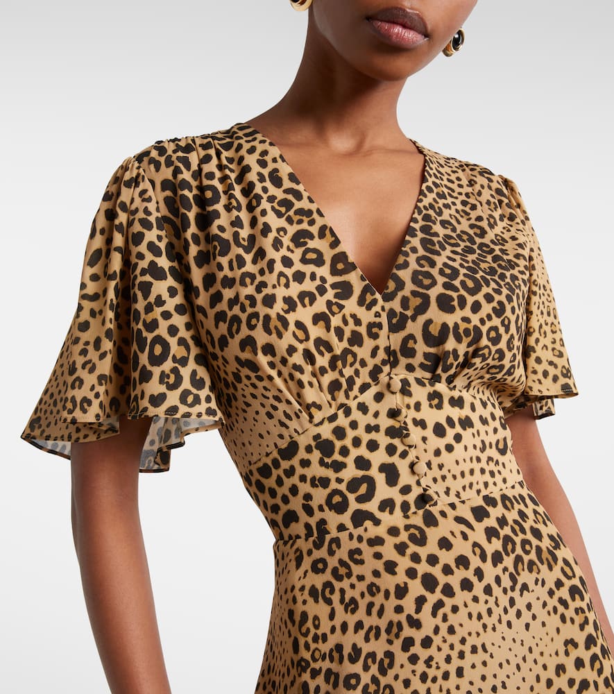 Paisley leopard-print midi dress