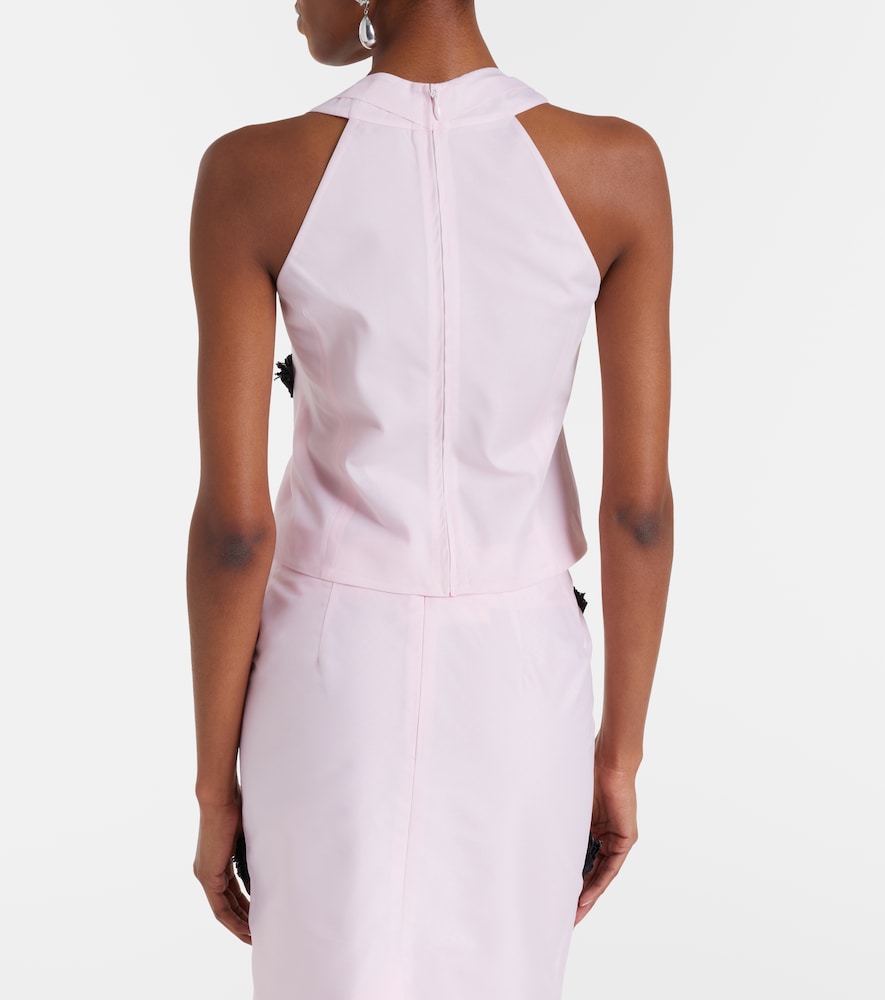Floral-appliqué top