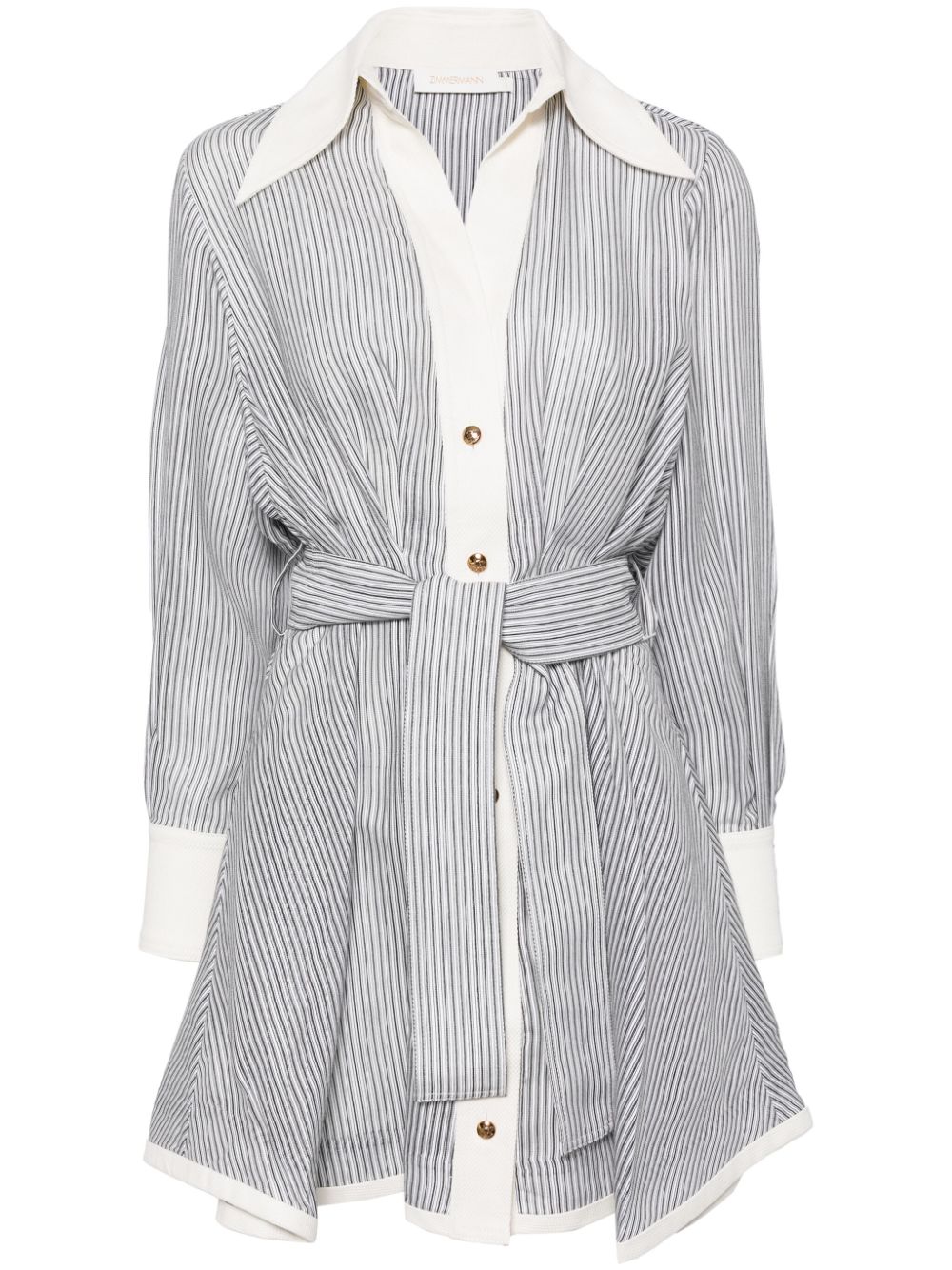 Illustration tuck mini dress - White