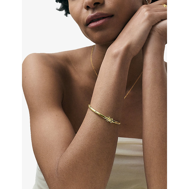 Womens Celestial Orion 18ct Yellow Gold Vermeil and White Sapphire Bangle