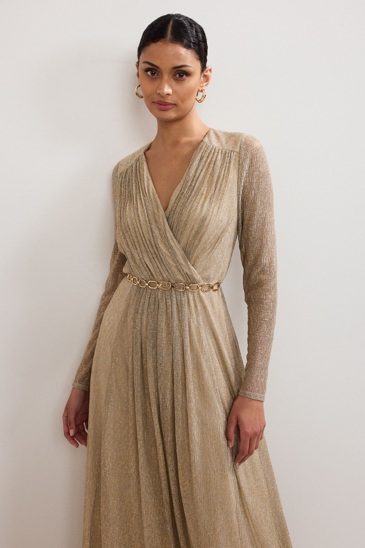 Phase Eight Women's Masie Metallic Jersey Maxi Dress in Metallic Gold
