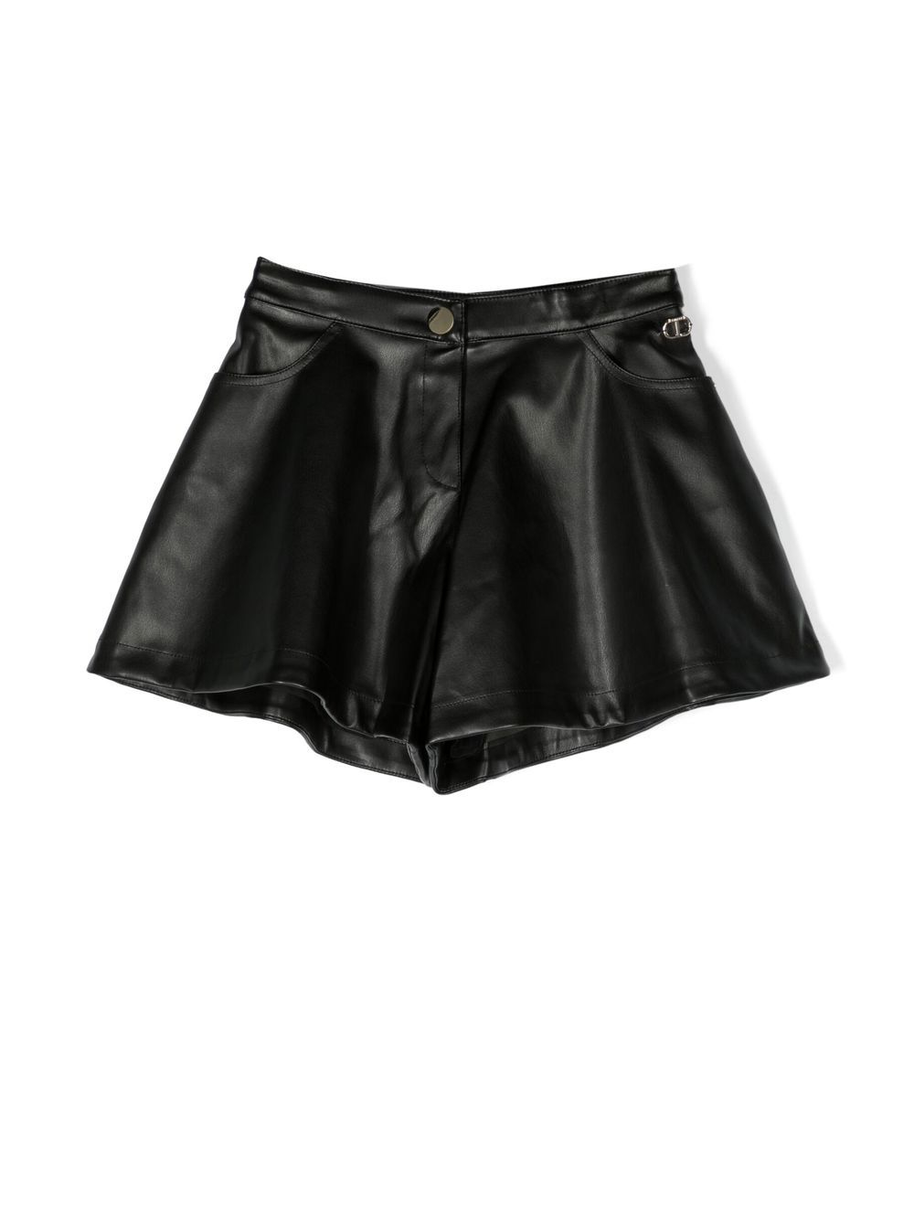 TWINSET Kids faux-leather wide-leg shorts - Black