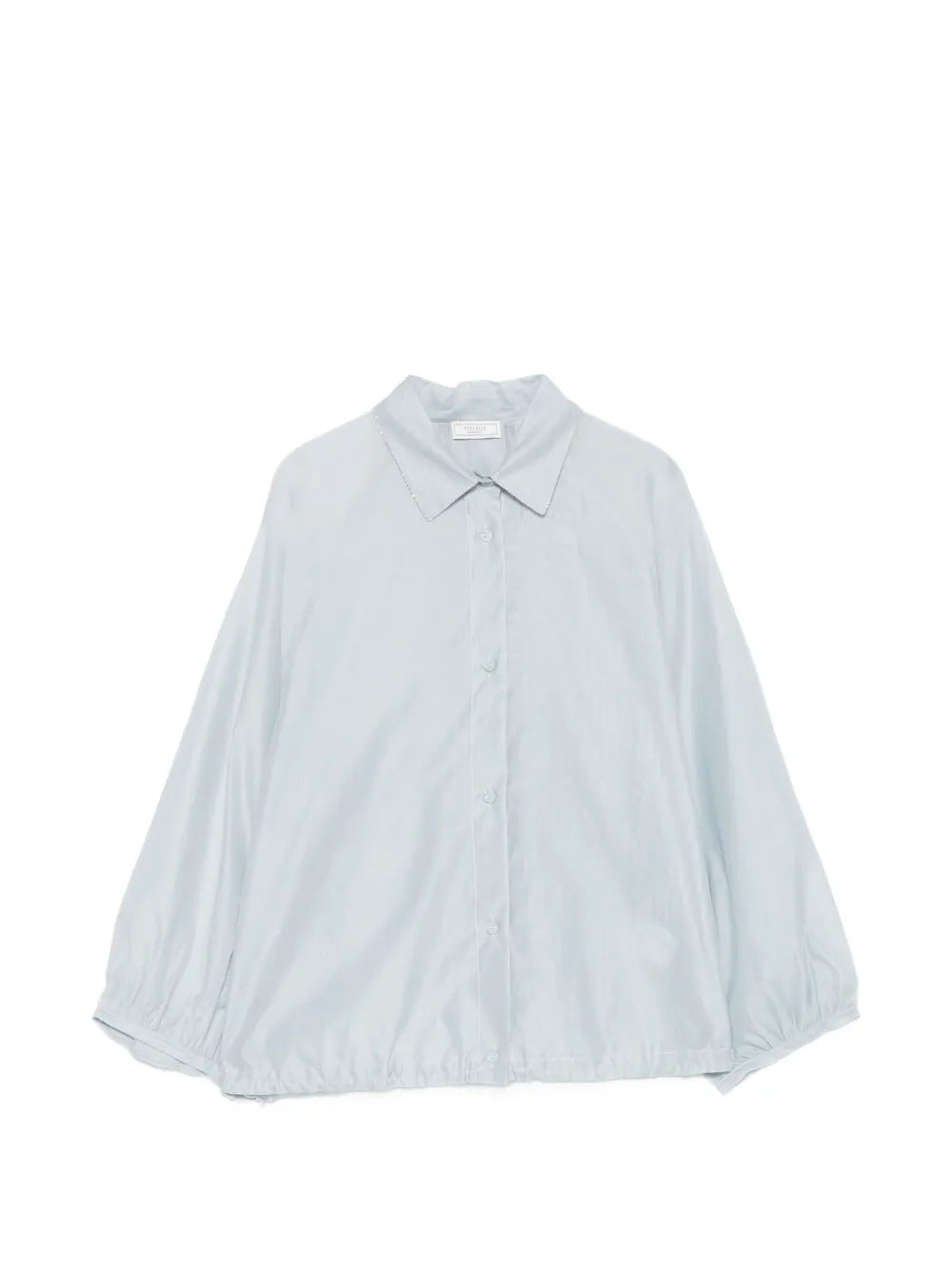 Toggle-Detail Cotton-Silk Shirt — Light Blue