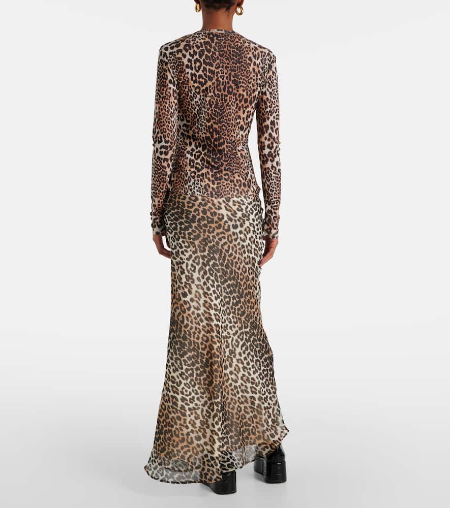 Leopard-print mesh top