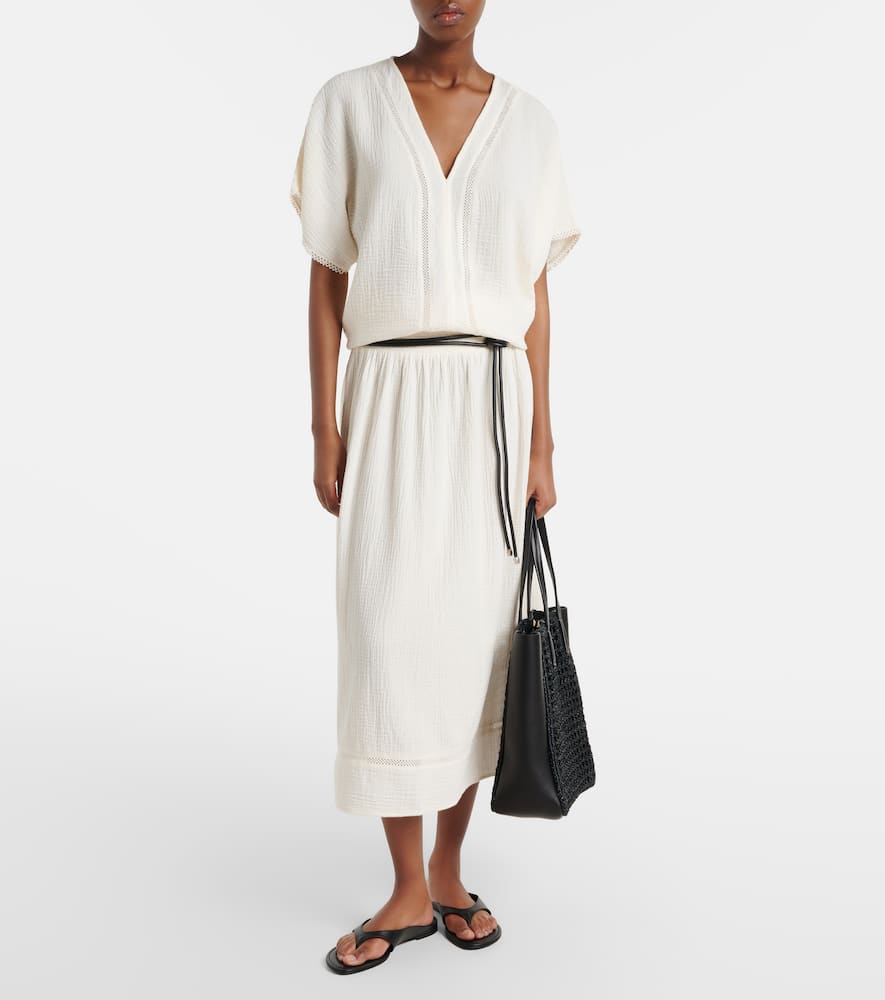 Mazie cotton gauze midi skirt