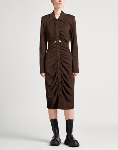 Woman Midi dress Chocolate brown Size 4 Viscose, Polyester, Elastane