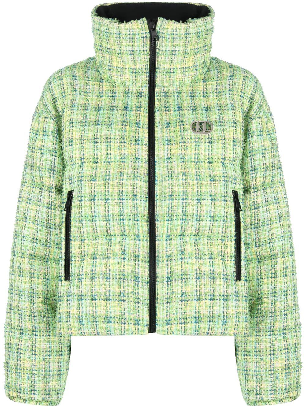 Bouclé zip-up puffer jacket - Green