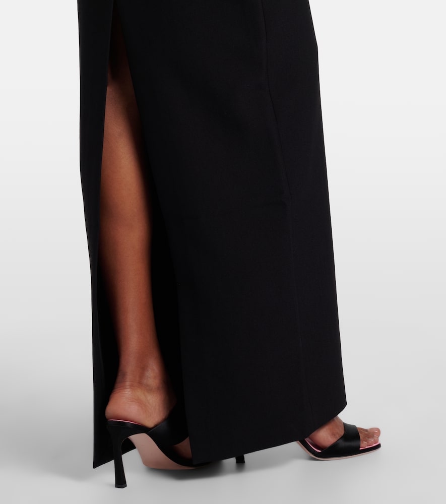 Floral-appliqué crêpe gown